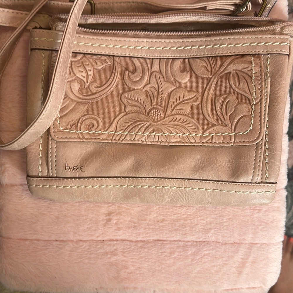 BOC Pink Crossbody Bag with Floral Embossing